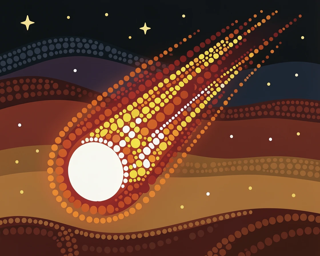 A comet blazing across a twilight sky