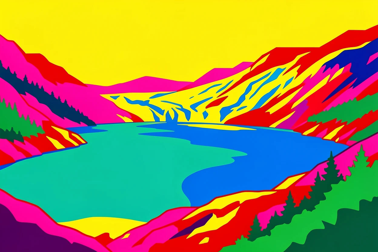 Glacier lake with vivid blue-green water