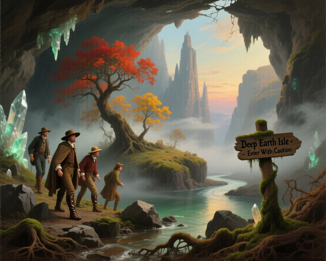 A team of adventurers ventures deep into a mysterious fog-shrouded island deep beneath the earth's surface.