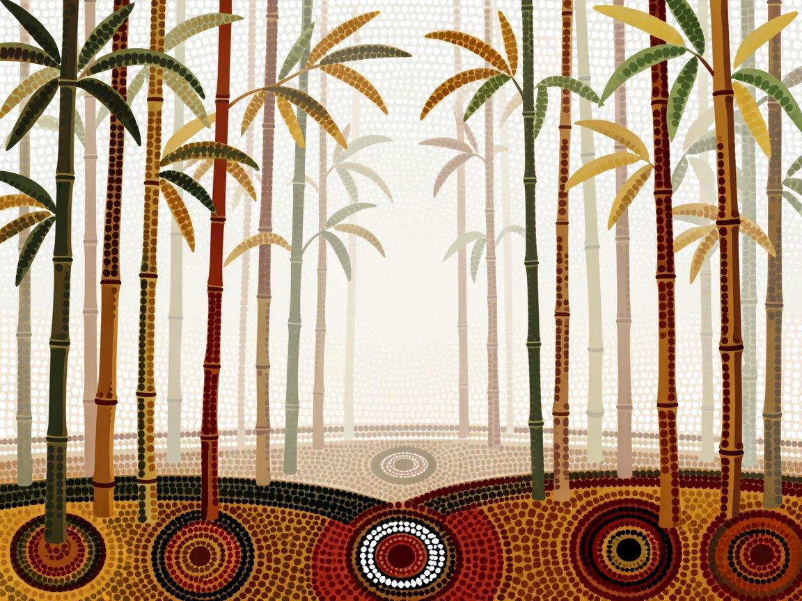 A misty bamboo forest stretching to the horizon