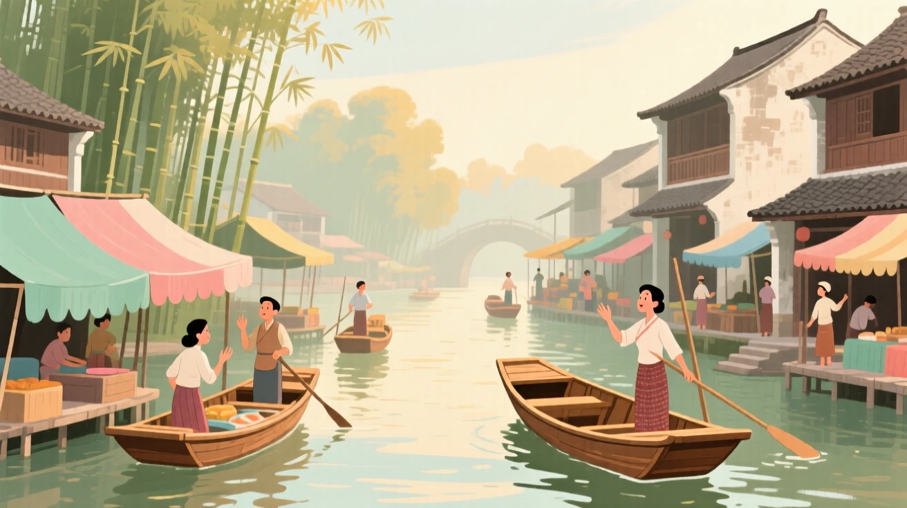The floating markets of a historic Asian river town