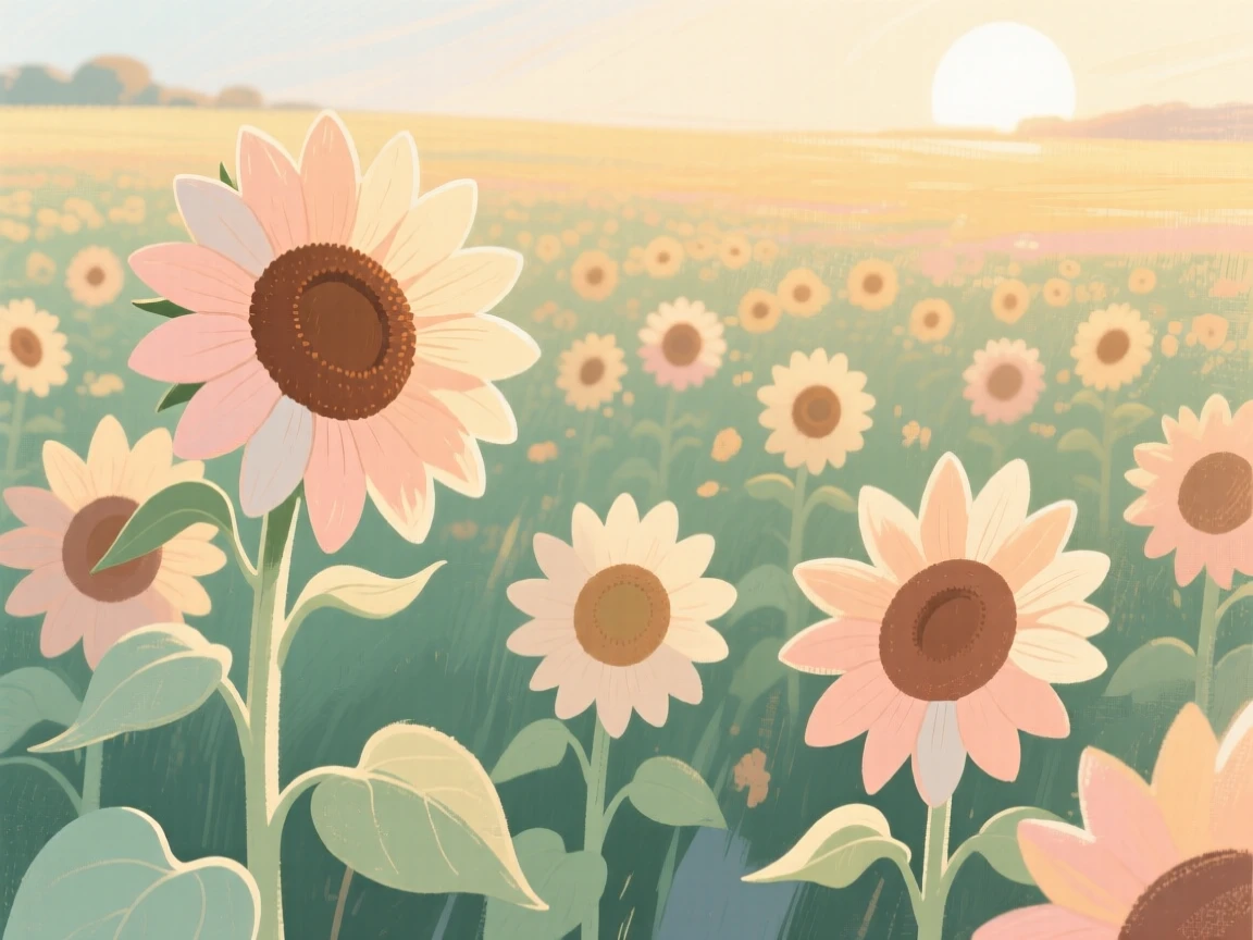 A field of endless sunflowers turning toward the afternoon sun