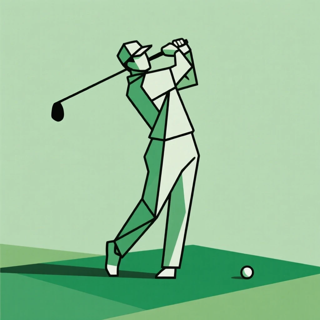 A golfer swinging a club on a green fairway