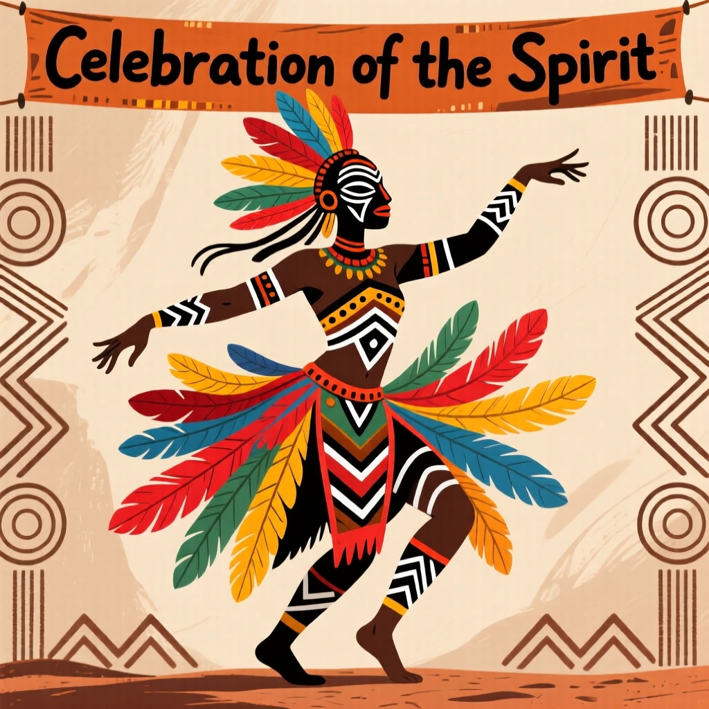 A dancer's costume adorned with colorful feathers.