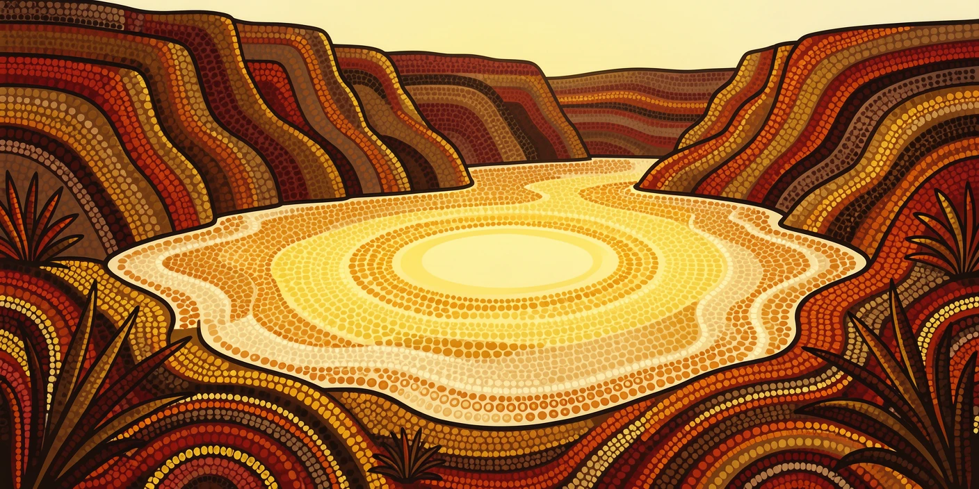 A cliff-bound lagoon bathed in golden afternoon light