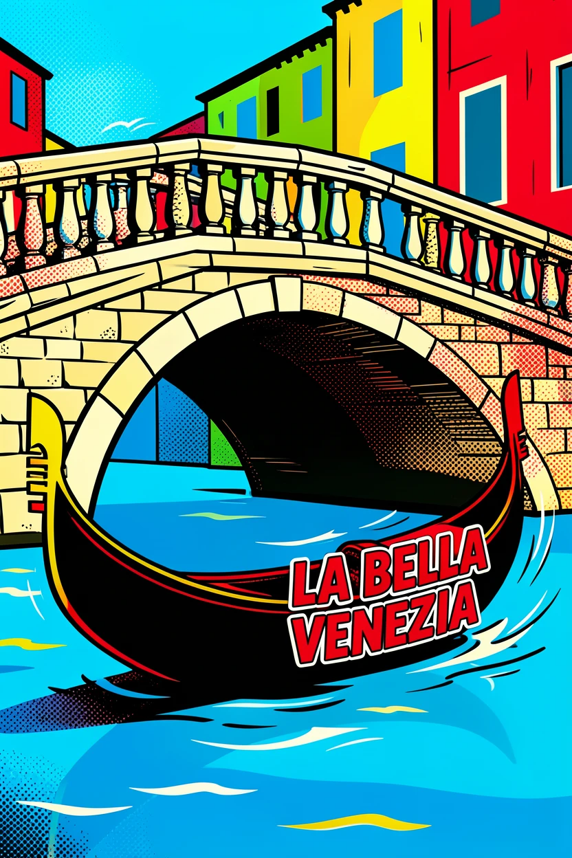 A gondola gliding beneath a stone bridge in Venice