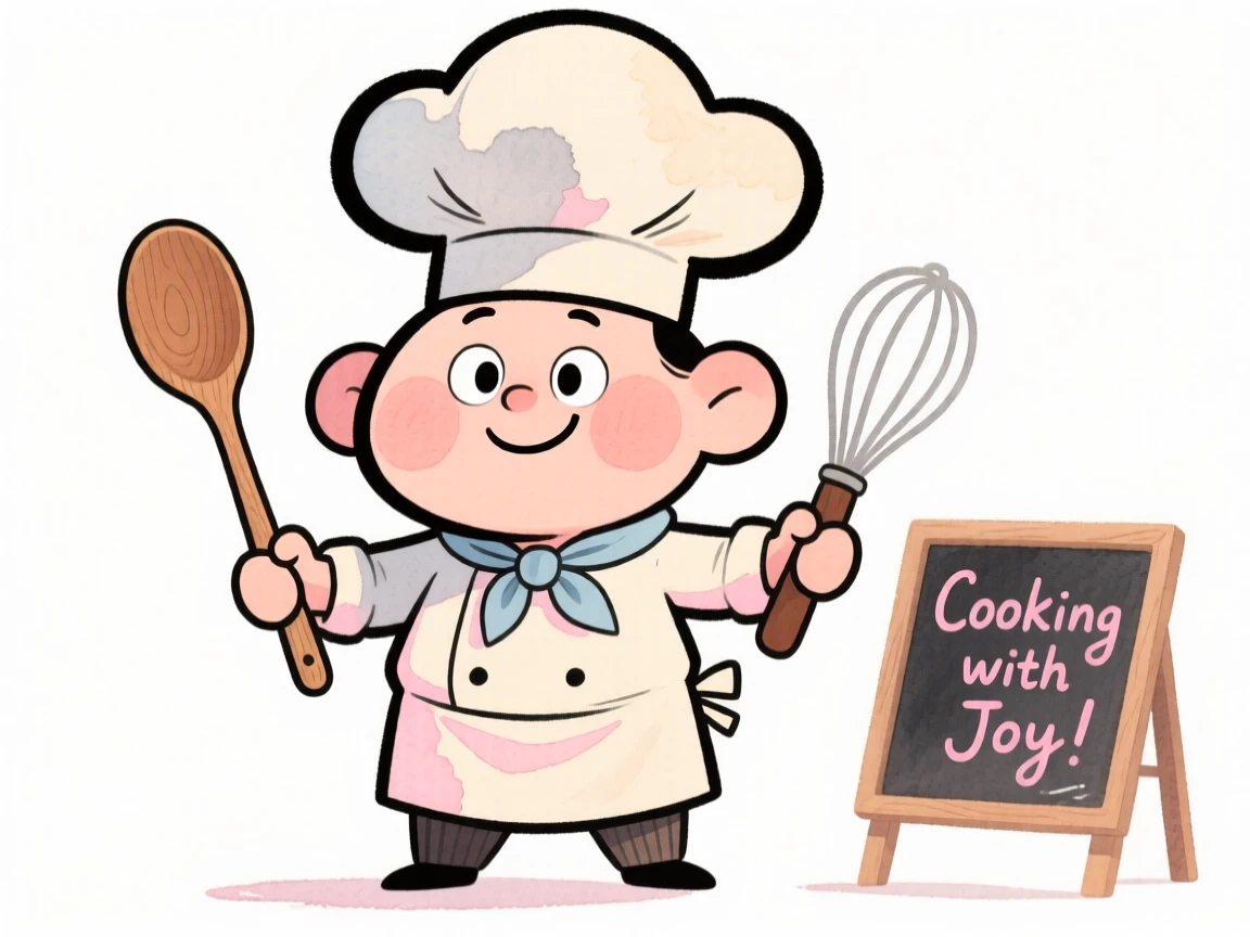 A chef posing with the instruments of their craft