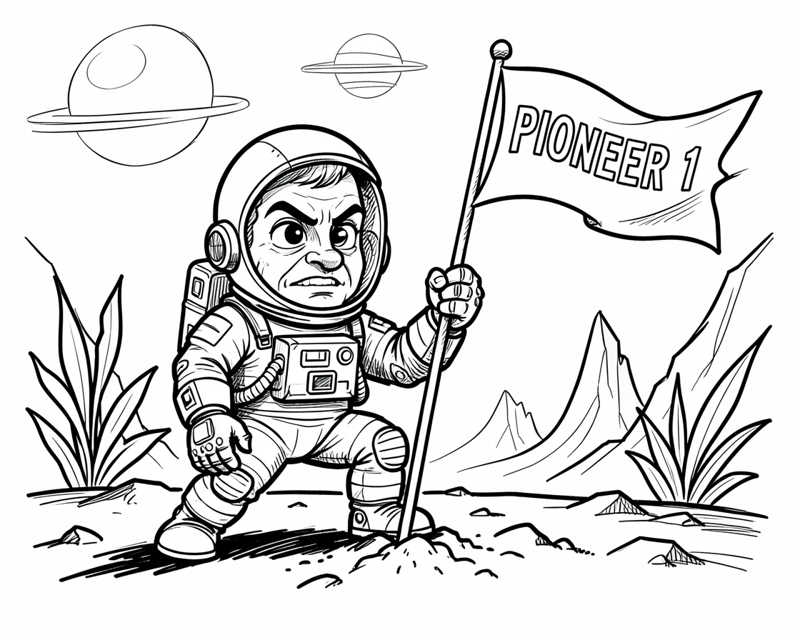 [Occupations & Hobbies] Detailed scene of an astronaut planting a flag on a distant alien planet, showcasing skill and dedication