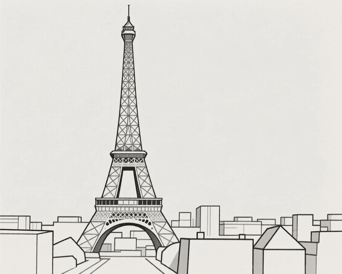 The Eiffel Tower rising above the Paris skyline