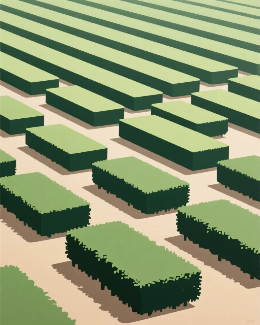 A tea plantation with neatly trimmed rows
