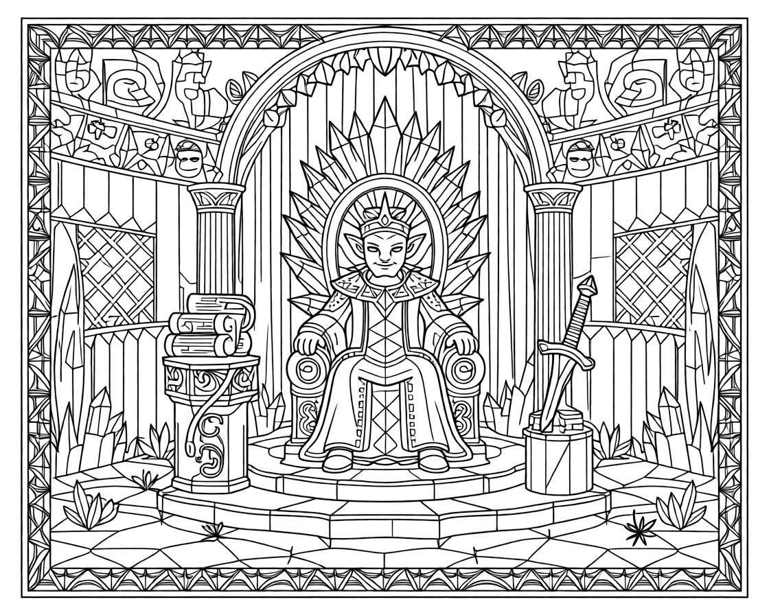 A goblin king's throne room carved from glittering cave crystals.
