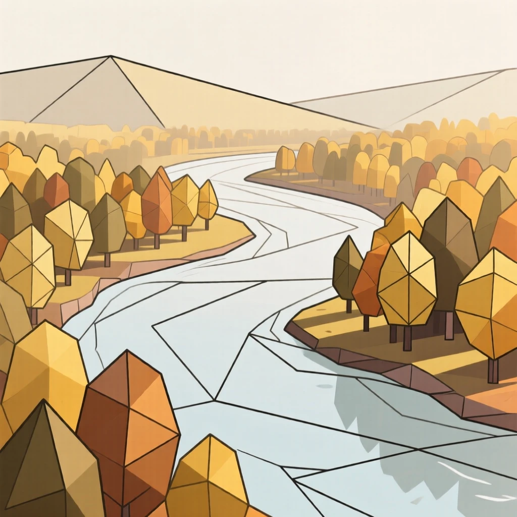 A wide river winding through a golden autumn forest