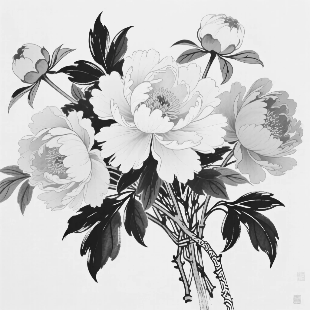 A bouquet of peonies arranged in soft pastel shades.