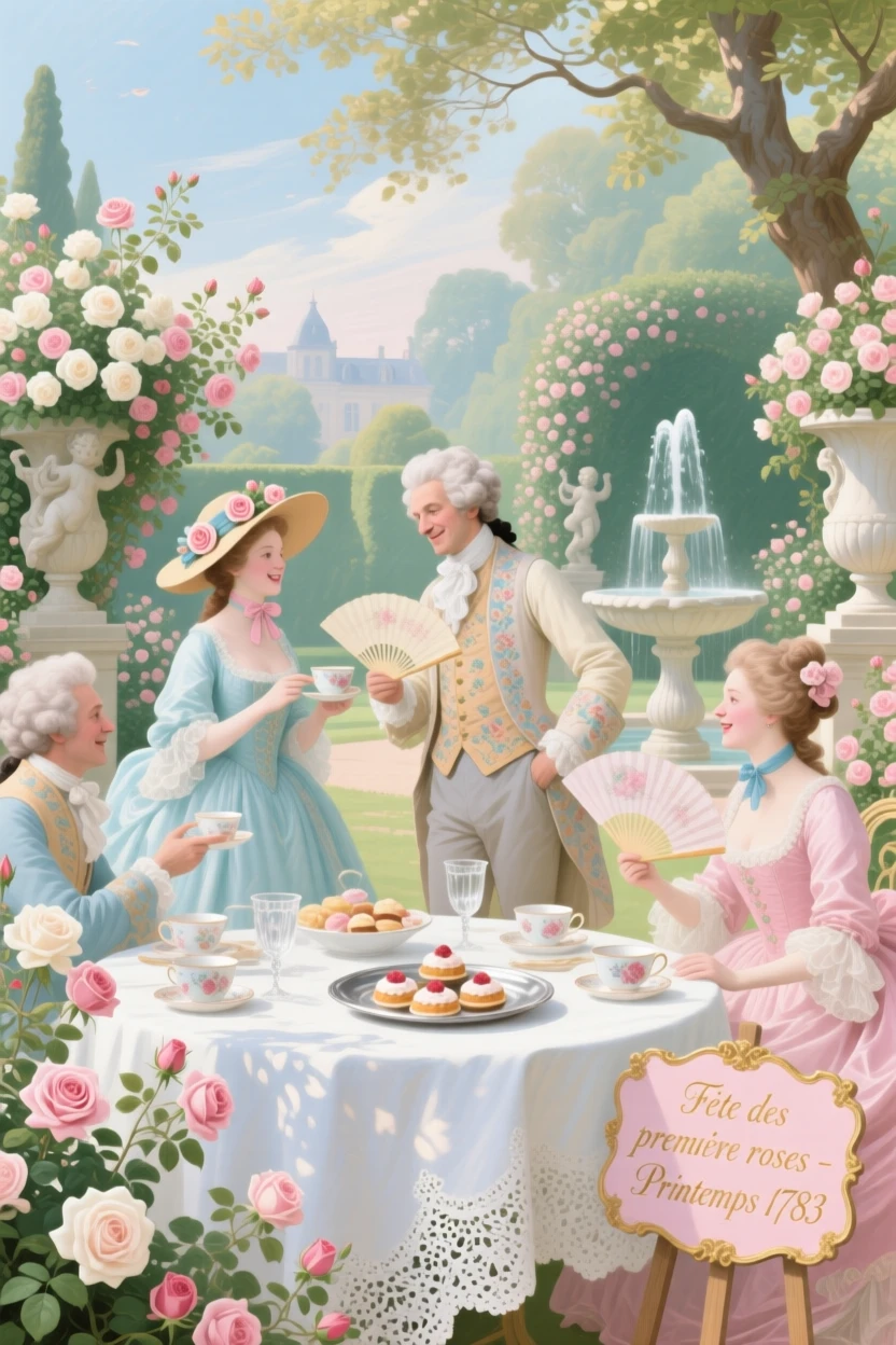 A spring garden party celebrating the first roses of the season  