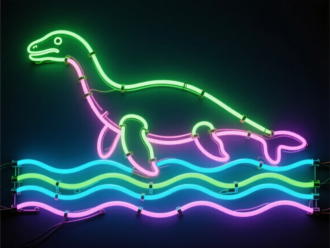 A plesiosaur surfacing in the waters of an ancient sea.