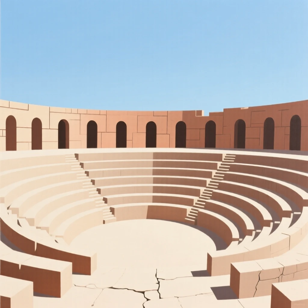 An ancient amphitheater under a clear sky