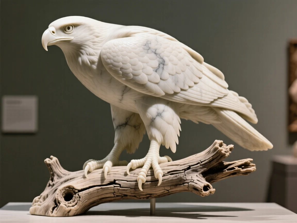 A striking close-up of a hawk perched on a weathered branch, full of life and grace, in a sunlit clearing