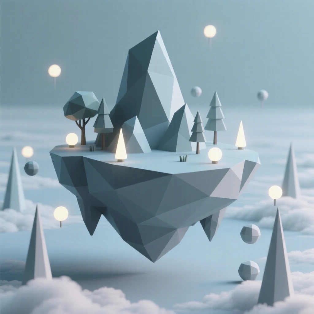 A dreamlike floating island suspended above the clouds, surrounded by glowing bioluminescent light. rich color gradients enhance the dreamlike atmosphere. A gentle, surreal beauty fills the composition.