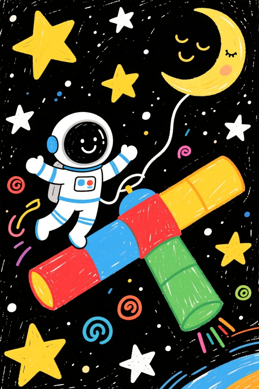 An astronaut floating weightlessly beside a space station.