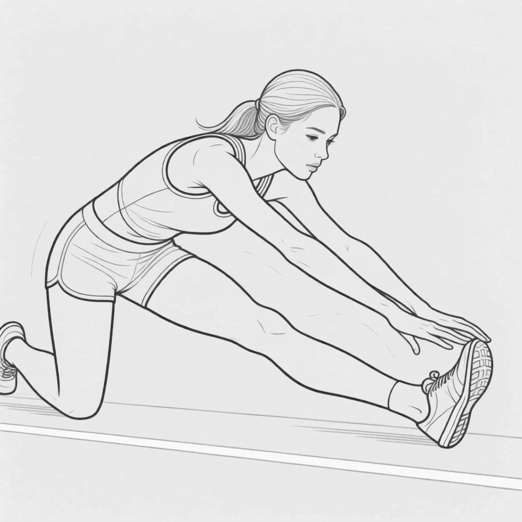 A young athlete stretching before a race