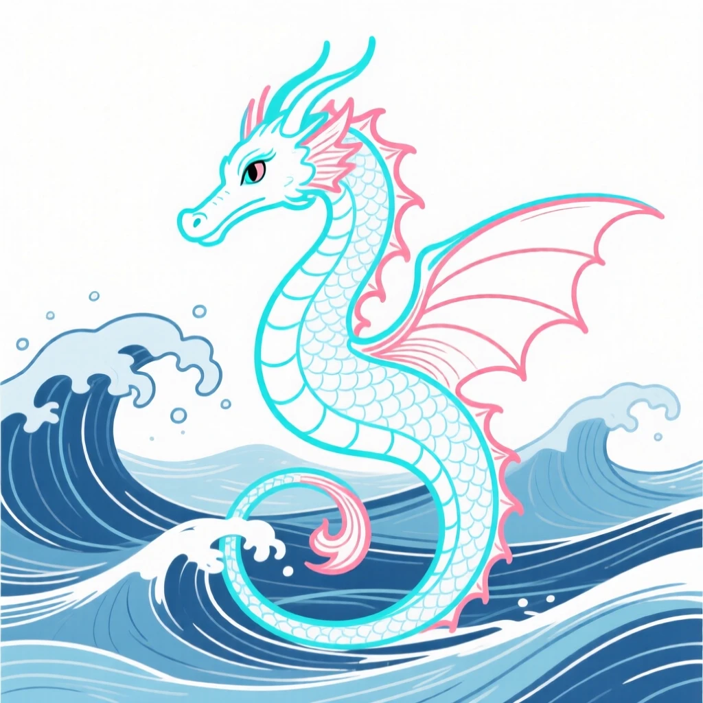 A sea dragon curling gracefully through ocean waves.