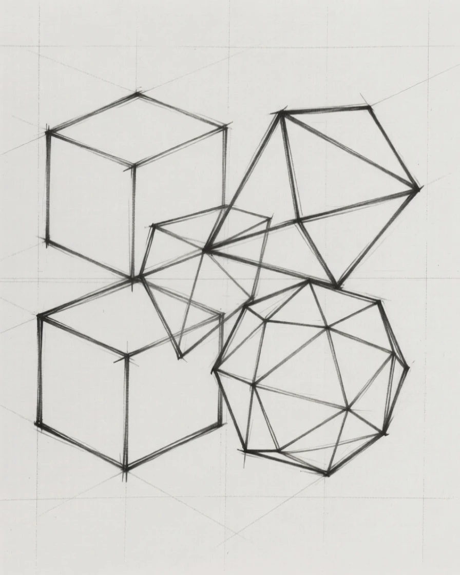 An interlocking arrangement of geometric polyhedra