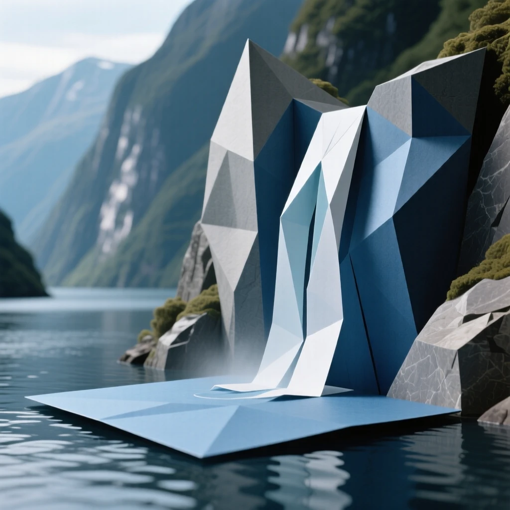 The fjords of Milford Sound with waterfalls tumbling from sheer cliffs into still water.