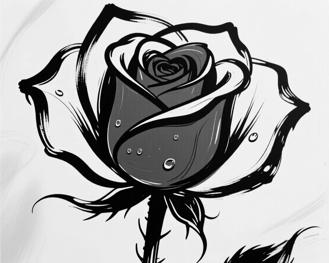 A single perfect red rose with dew drops on its petals against a soft background.