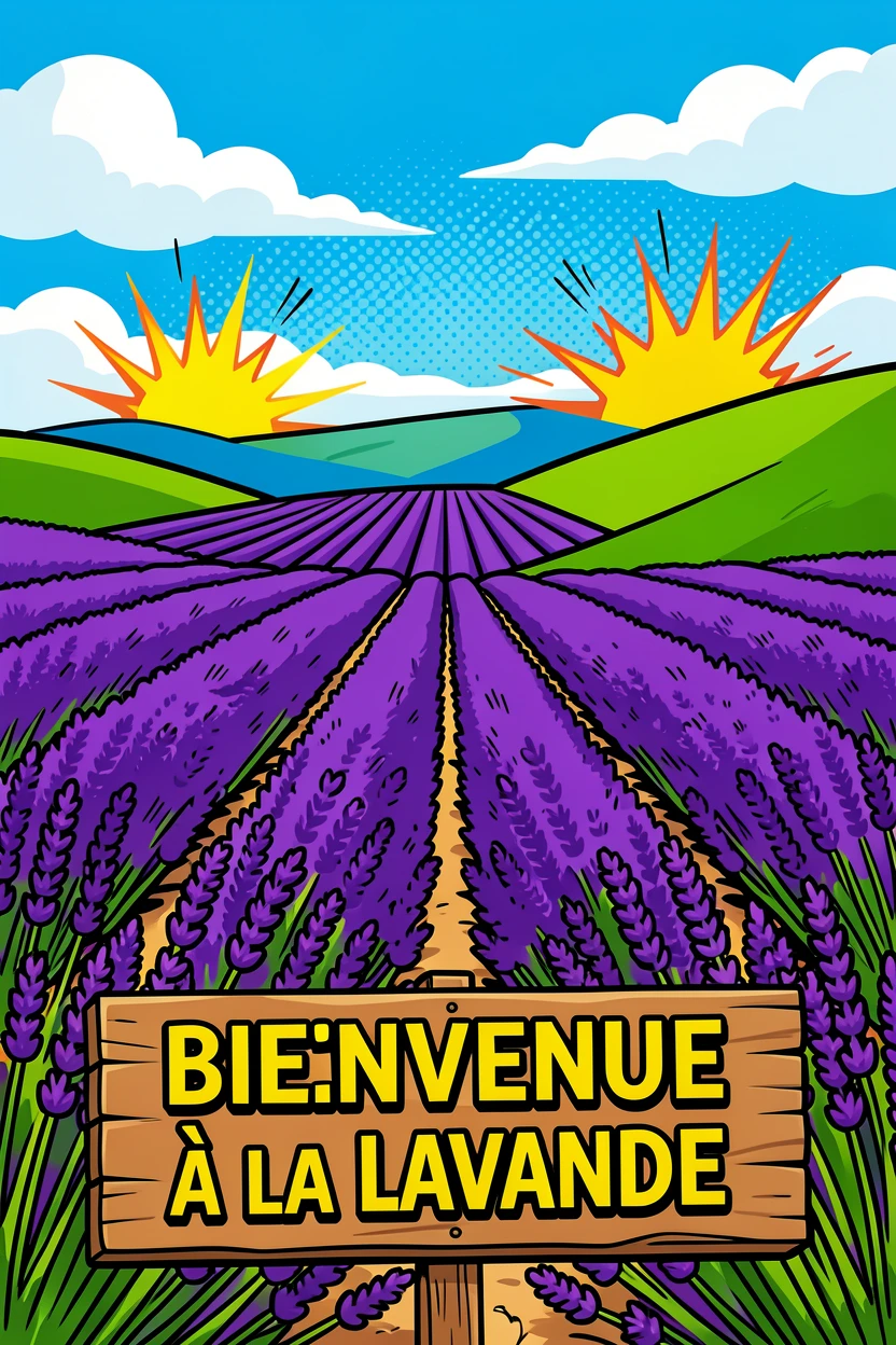 A lavender farm stretching across rolling French hills