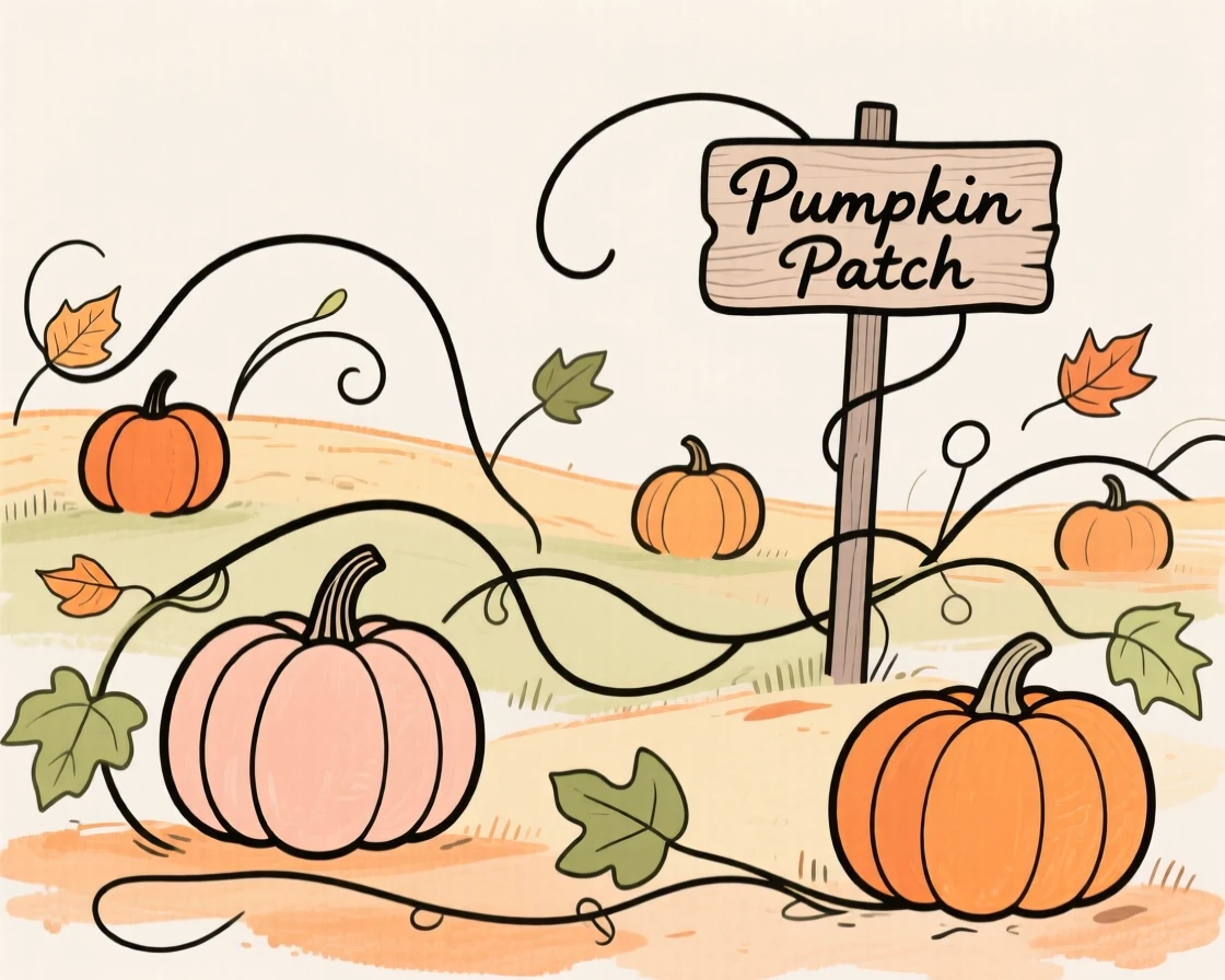 A pumpkin patch in autumn