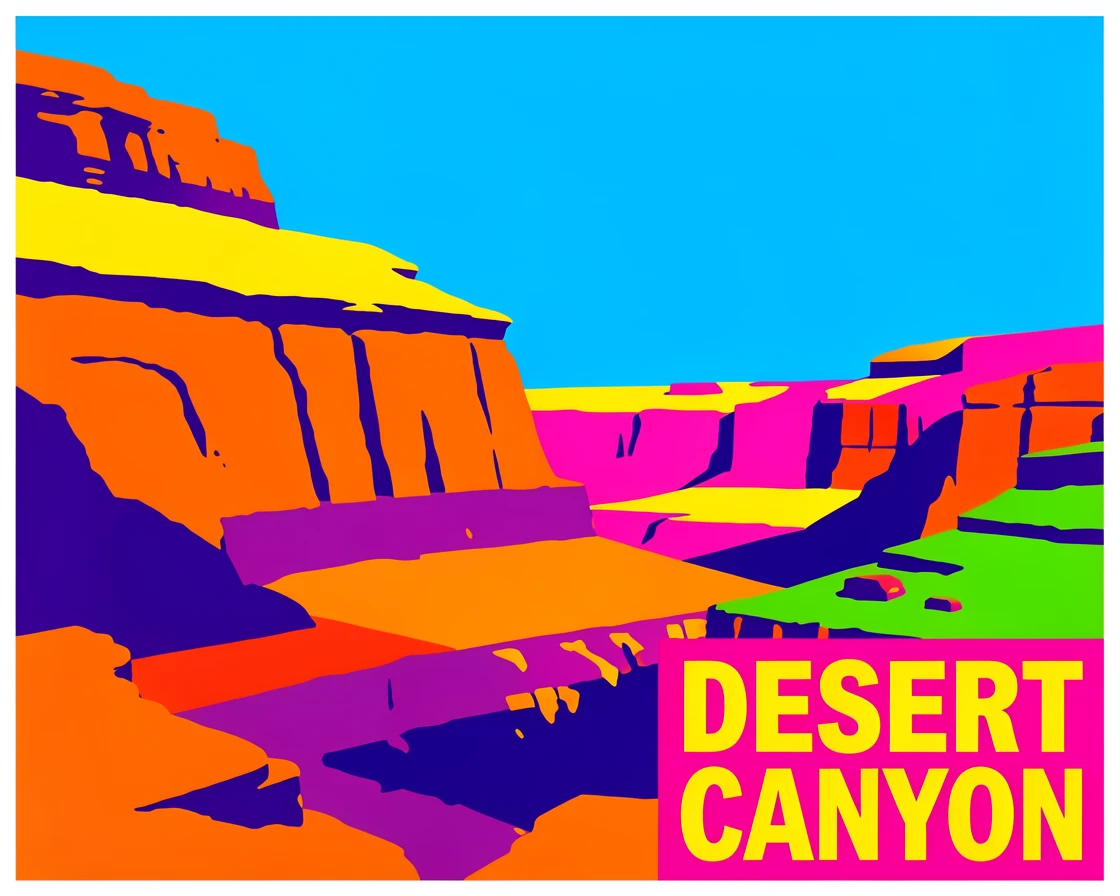 Desert canyon with layered orange and purple rock