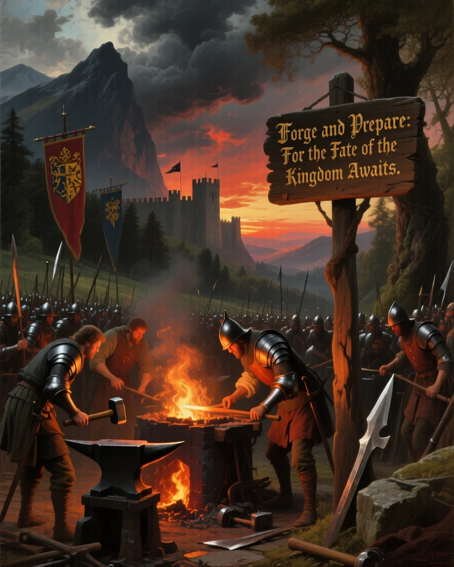 An army forges weapons ahead of a looming war with a rival kingdom as history is written.