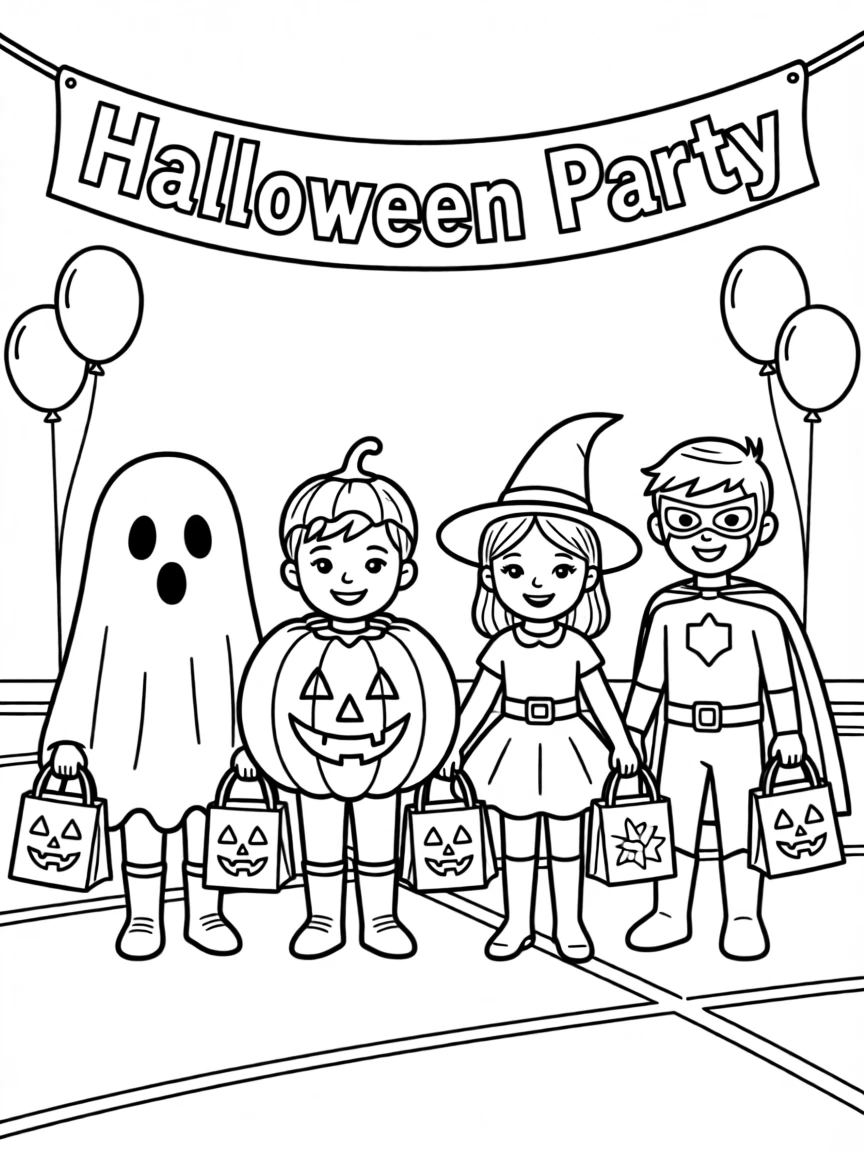 A costume parade at a Halloween school party