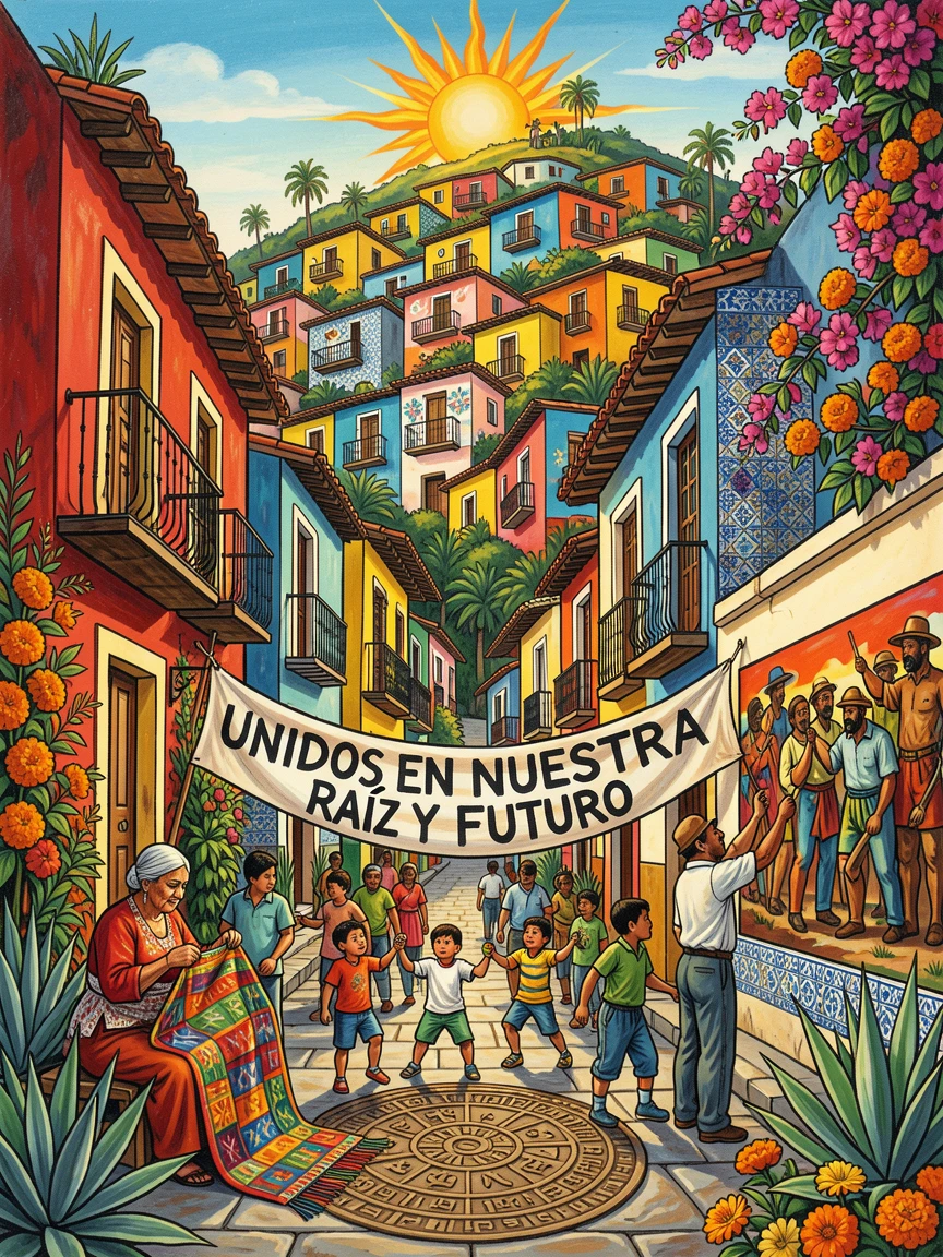 A colorful street of terraced houses climbing a steep hill
