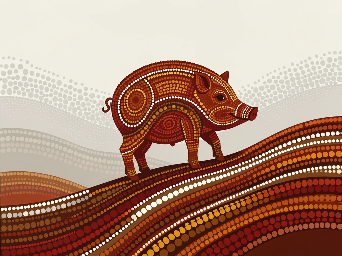 A lone wild boar piglet standing on a misty hillside