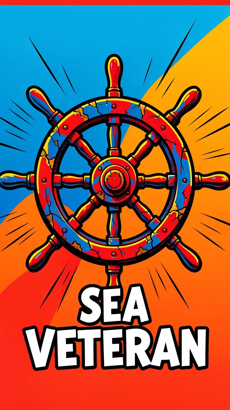 A weathered ship's wheel from years at sea