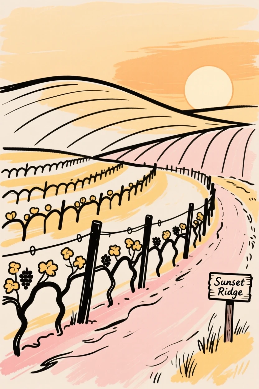 A vineyard at golden hour