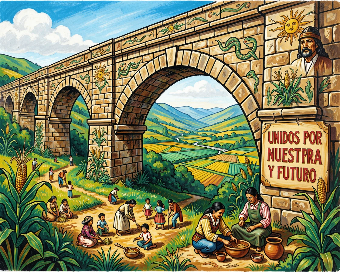 A stone aqueduct bridge stretching across a green valley