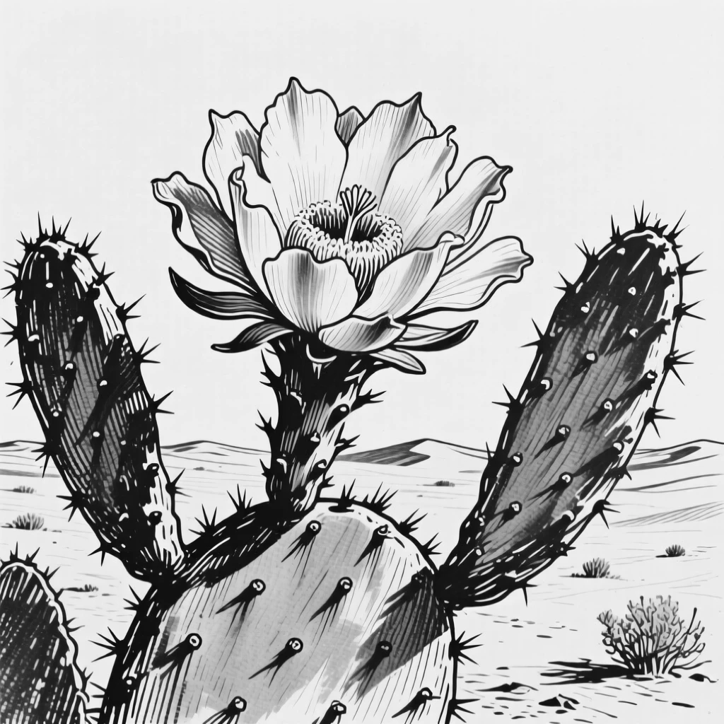 A blooming cactus flower opening in the soft desert morning light.