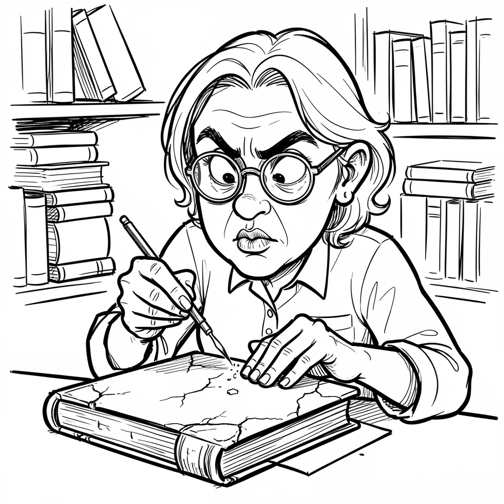 [Occupations & Hobbies] Detailed scene of a dedicated librarian carefully restoring an old leather-bound book, showcasing skill and dedication