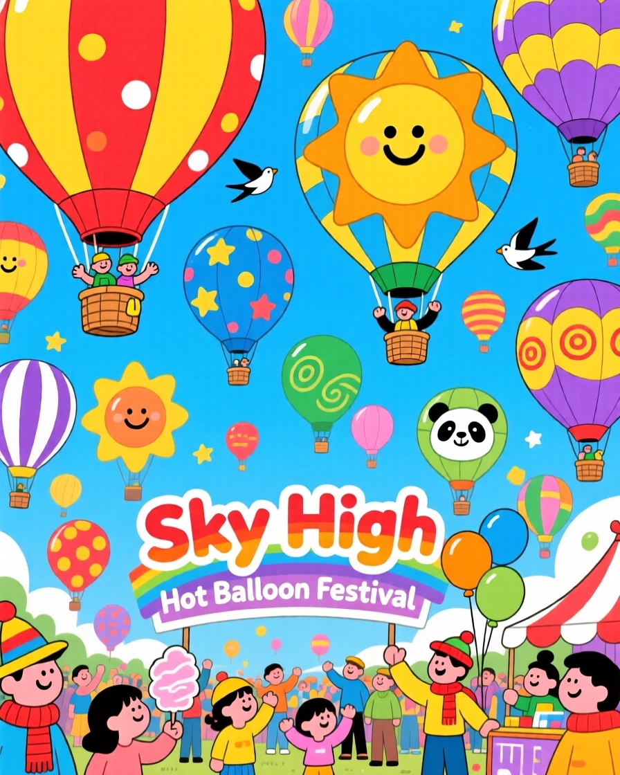 A hot air balloon festival with dozens of balloons filling the sky.