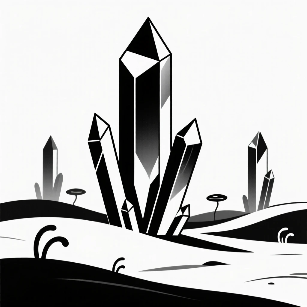 An alien landscape with towering crystal formations.