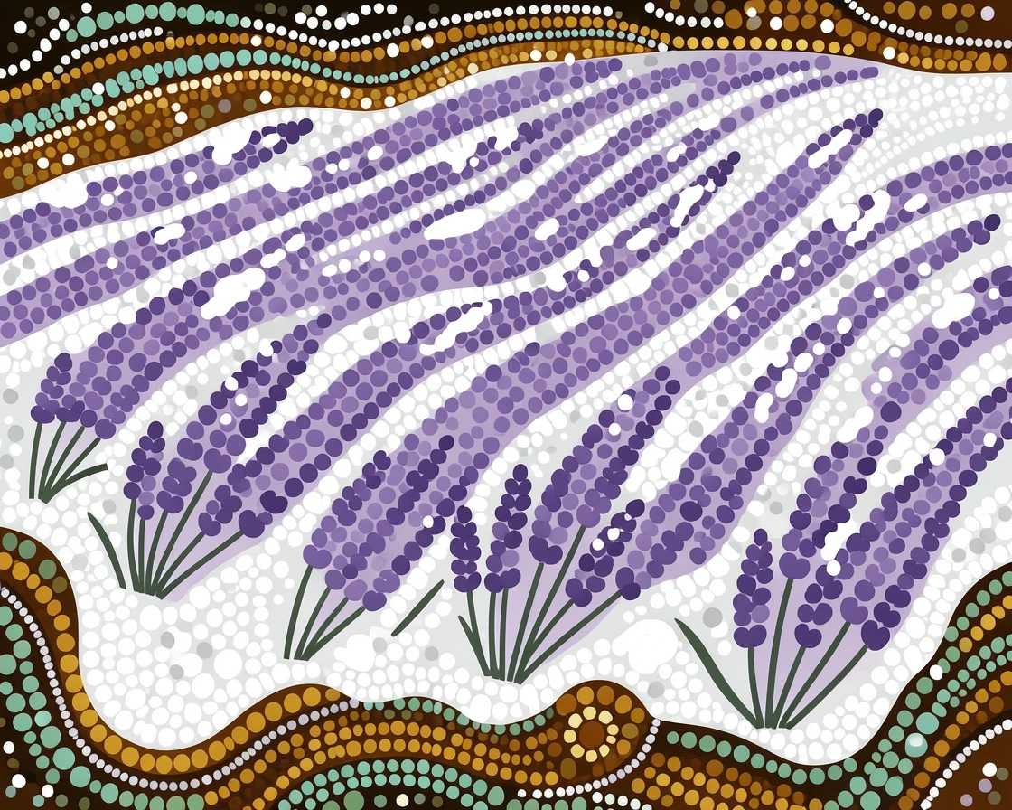 A lavender field after a fresh snowfall