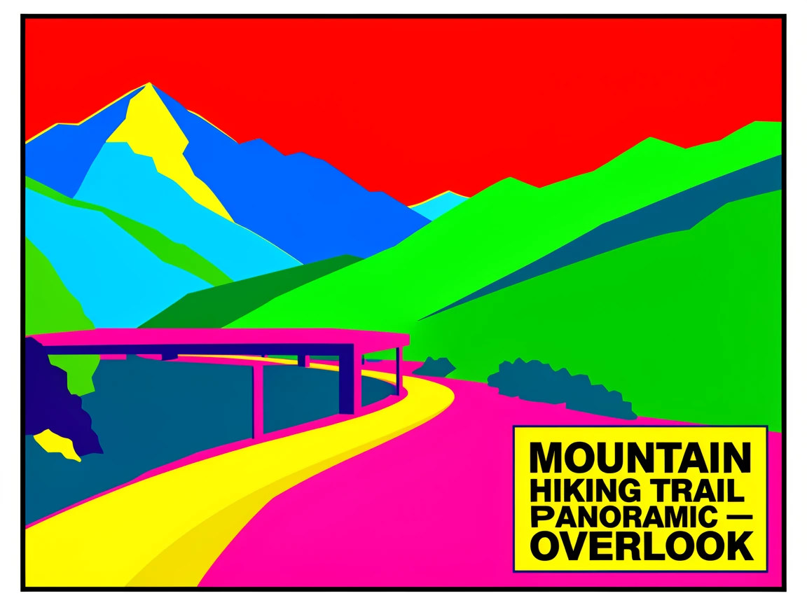 Mountain hiking trail with a panoramic overlook
