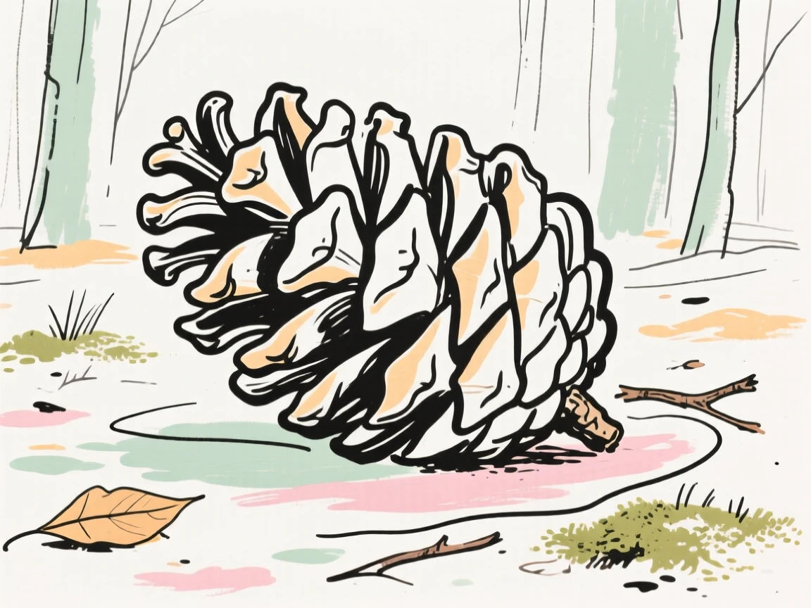 A pinecone resting on forest floor