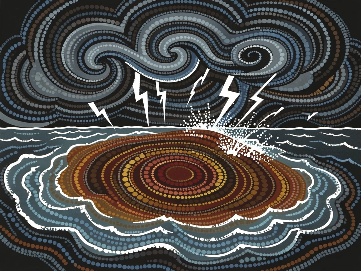 A coral atoll during a dramatic storm