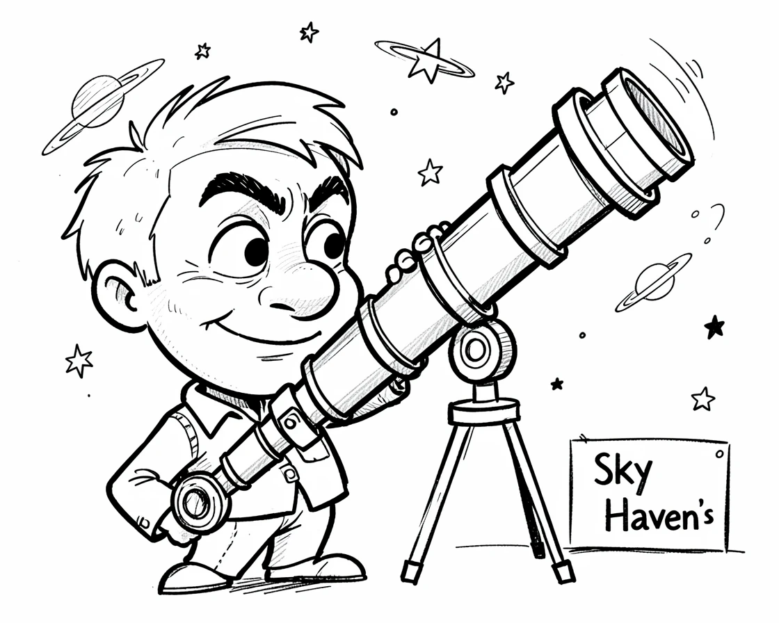 [Occupations & Hobbies] Detailed scene of a passionate astronomer gazing through a giant telescope at night, showcasing skill and dedication