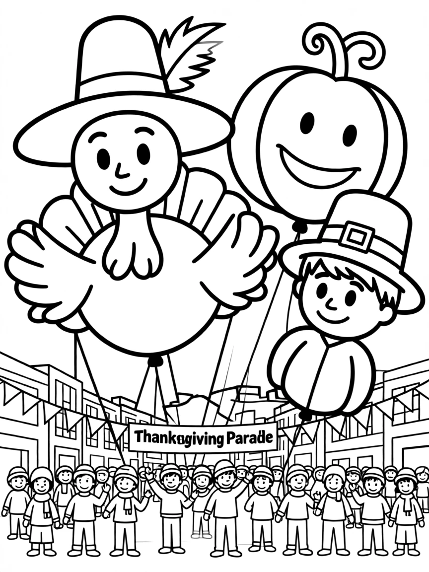 A Thanksgiving parade with giant balloon floats