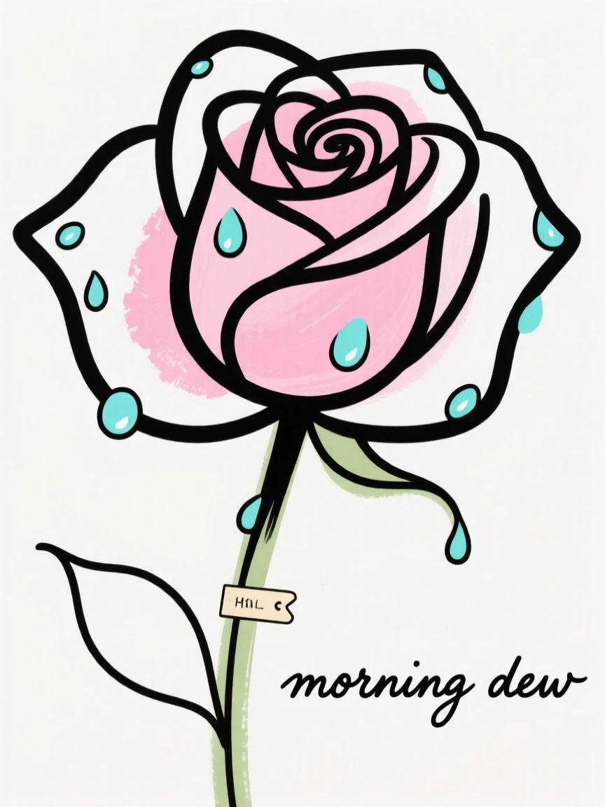 A rose with dew drops