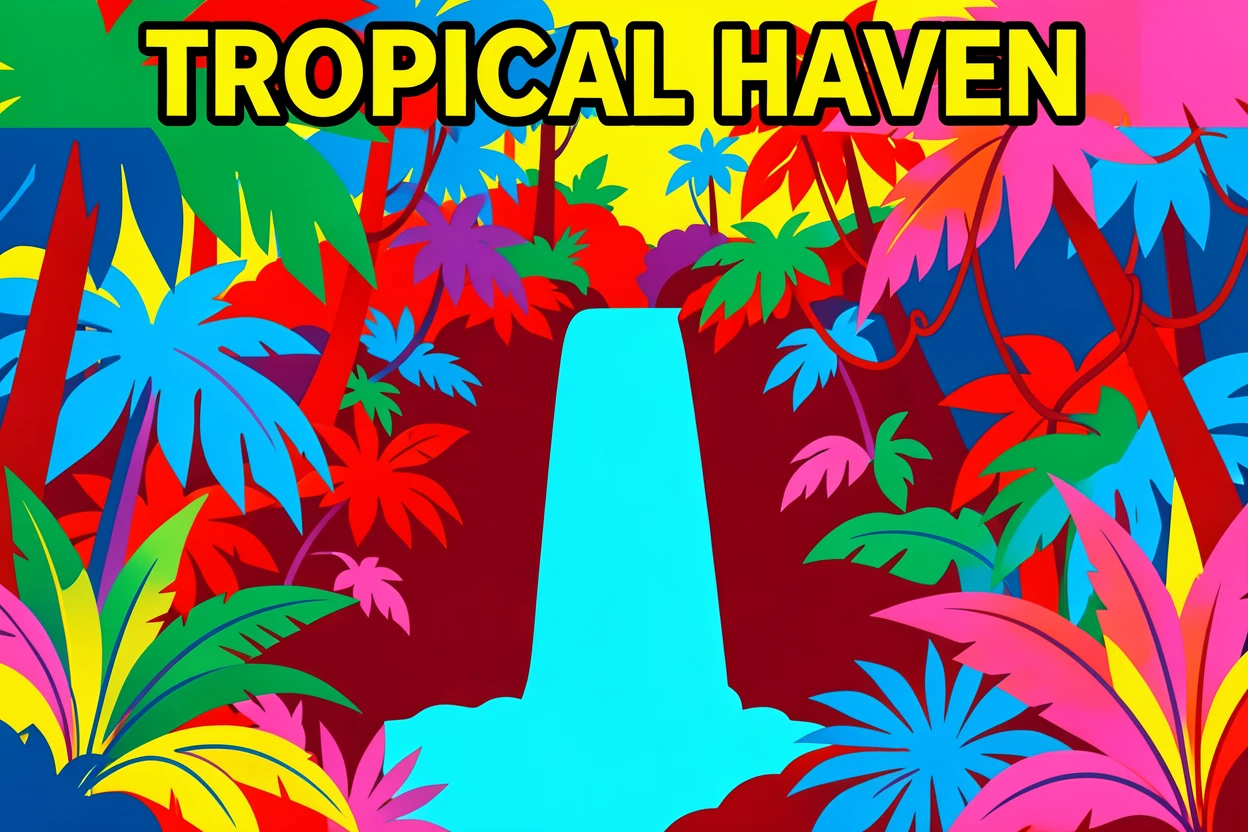 Tropical rainforest with a hidden waterfall